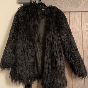 Black faux fur jacket
